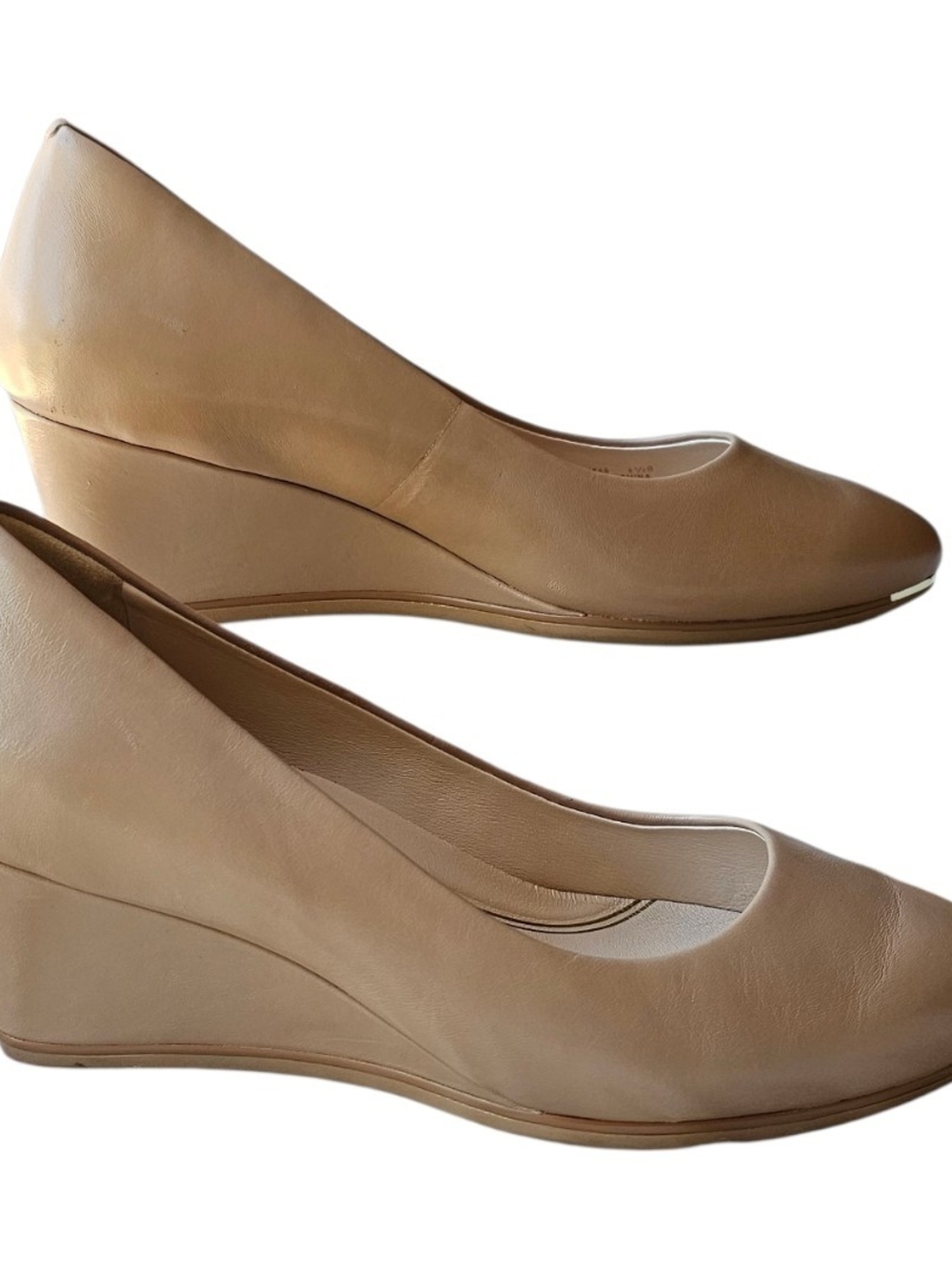 Cole Haan Grand Ambition Nude Leather Wedge Pumps Size 6.5B Comfort Shoes - Picture 2 of 8